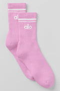 Unisex Half-Crew Throwback Sock - Candy Heart Pink/White