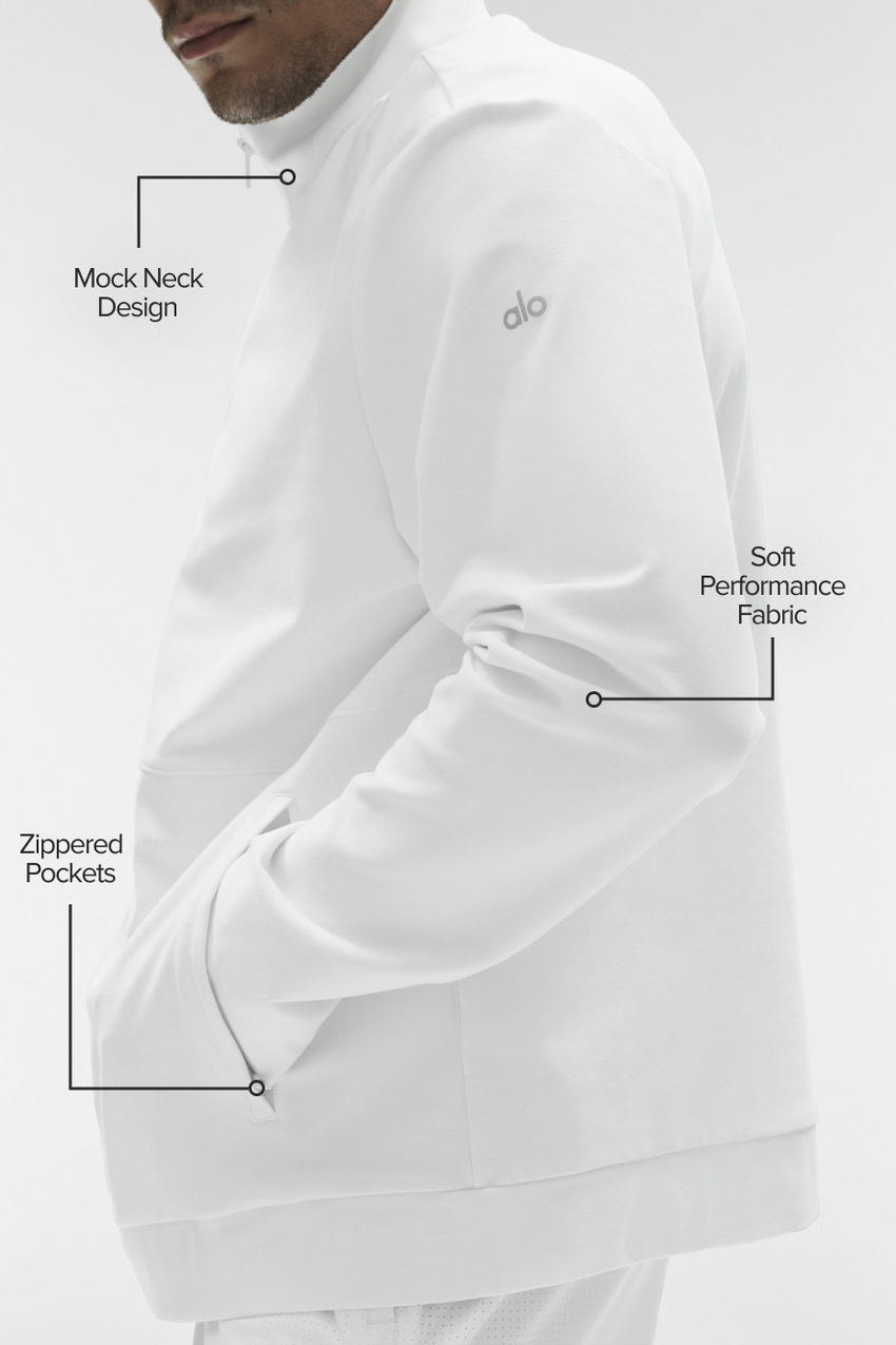 Conquer Max Mock Neck Full Zip - White