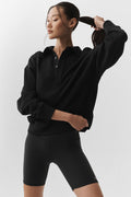 Take It Easy Long Sleeve Henley Pullover - Black