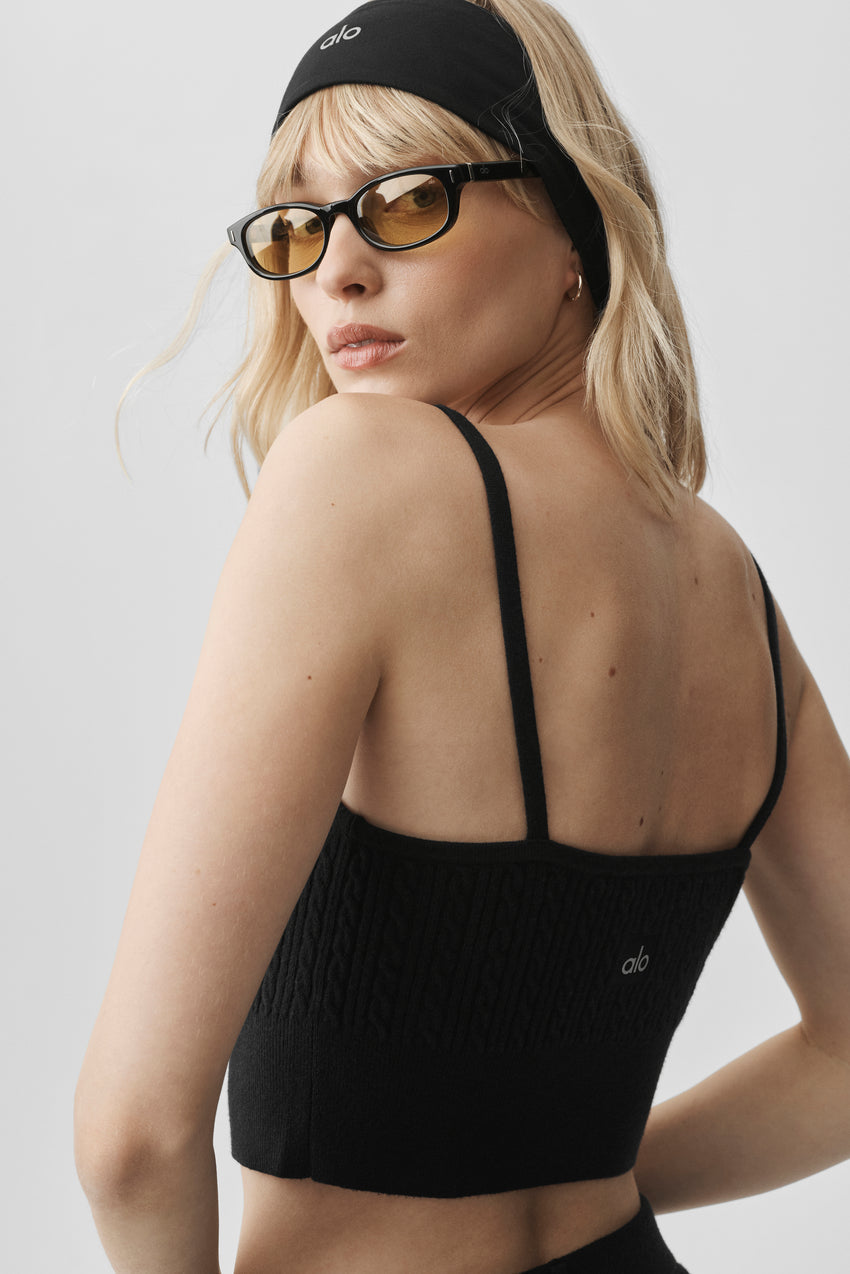 Mini Cable Sweater Tank - Black