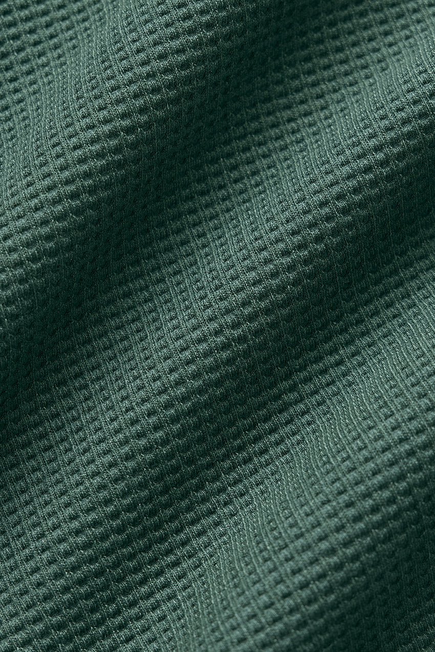 Waffle Weekend Escape Mock Neck Long Sleeve - Clover Green