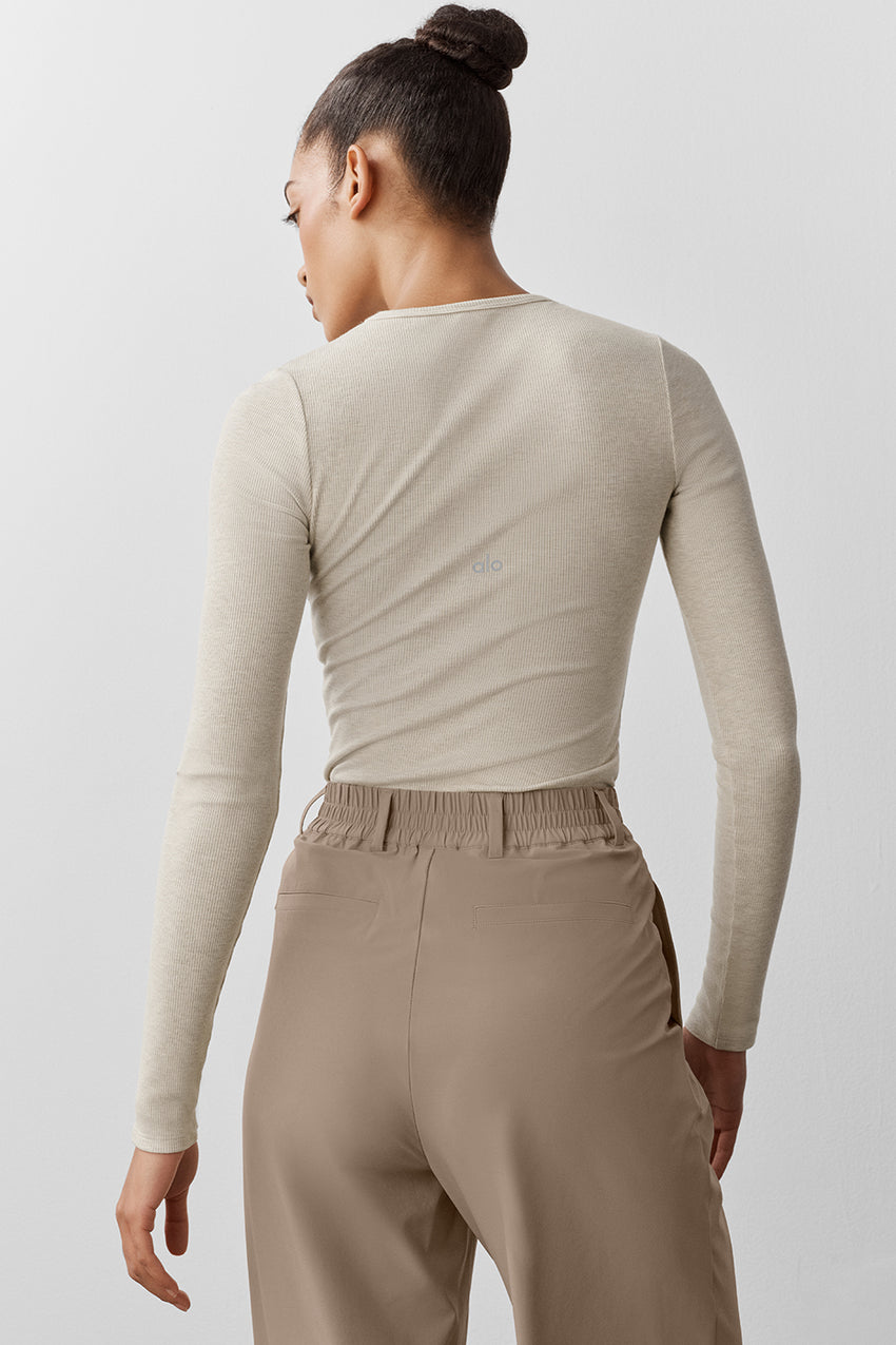 Ribbed Modal Long Sleeve - Oatmeal Heather