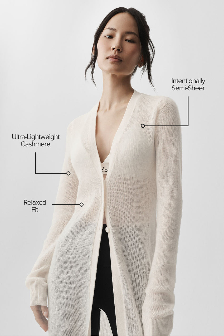 Sheer Cashmere Long Cardigan - Ivory