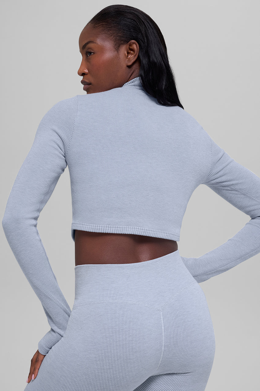 Seamless Two Tone Rib Jacket - Winter Frost Heather
