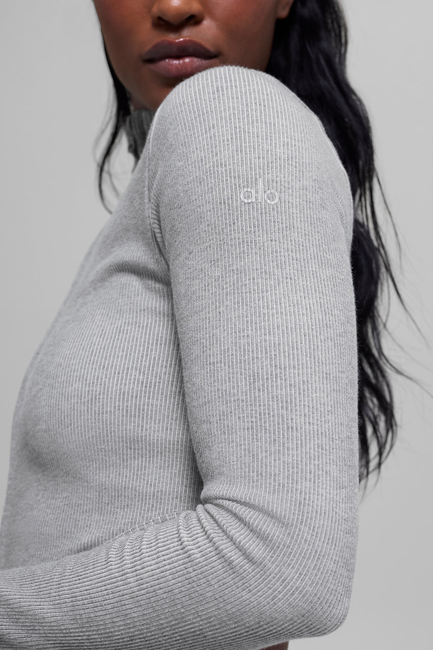 Seamless Two Tone Rib Jacket - Light Misty Grey Heather