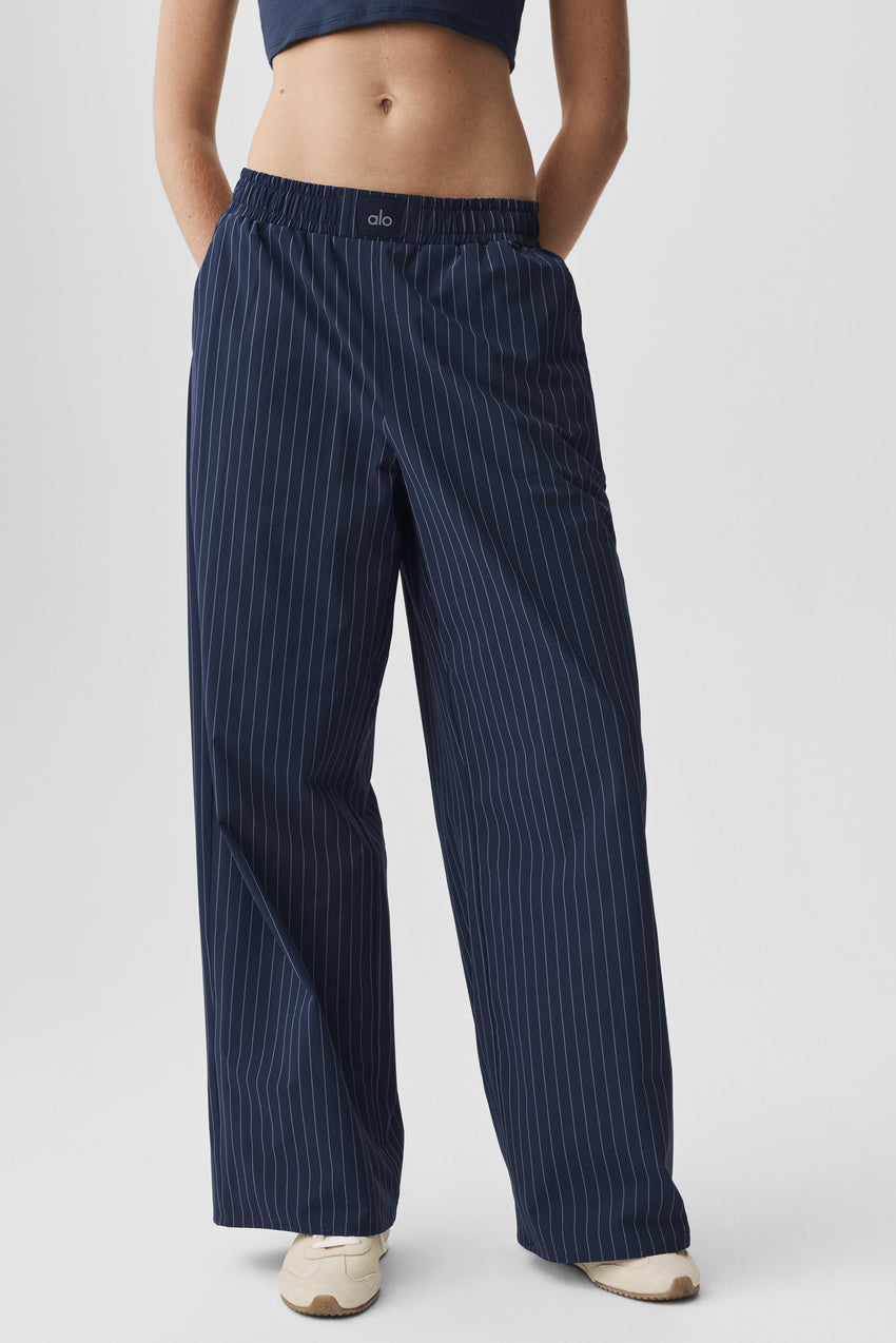 Pinstripe Daylight Boxer Pant (Long) - Navy/Ivory