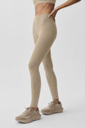 Seamless High-Waist Two Tone Rib Legging - Gravel Heather