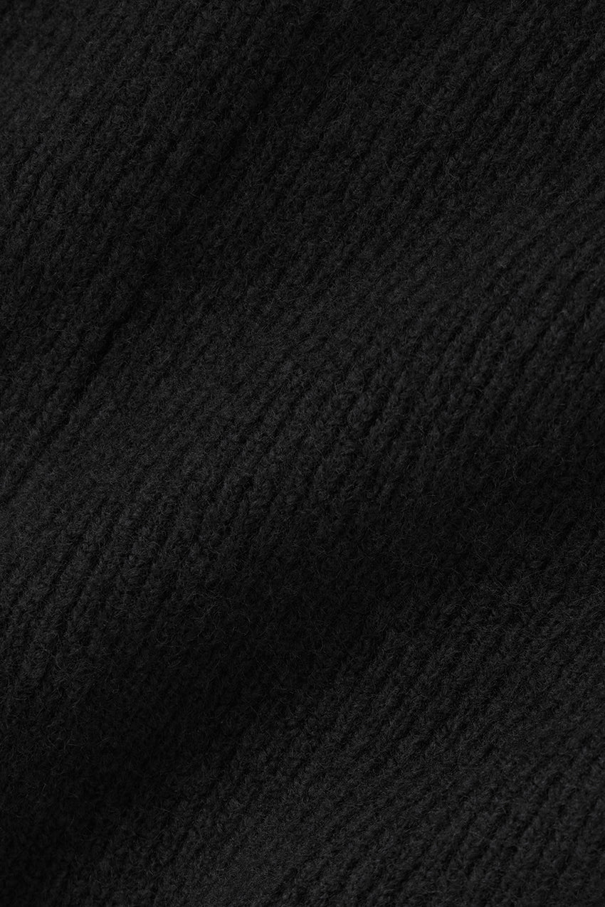 Wool Cashmere High-Waist New Class Wide Leg Pant - Black
