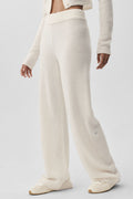 Wool Cashmere High-Waist New Class Wide Leg Pant - Ivory