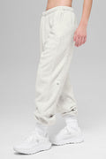 Polar Fleece High-Waist Retreat Jogger - White Heather Grey