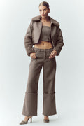Wool Blend Nightcap Wide Leg Pant - Alpine Cocoa Heather