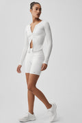 7" High-Waist Biker Short - White