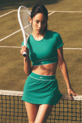 ALO Softsculpt Amp It Up Tennis Skirt - Emerald Isle