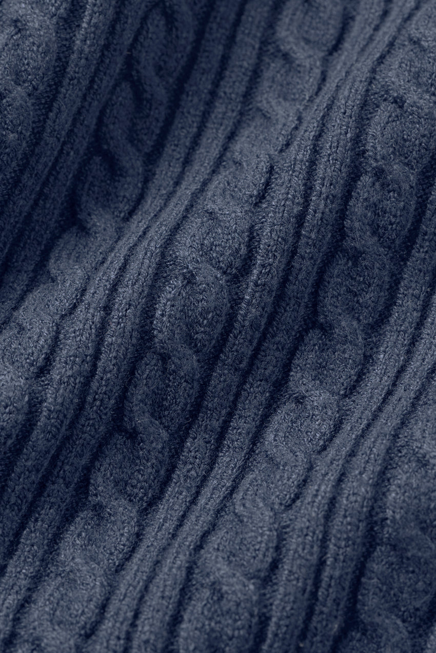 Mini Cable High-Waist Sweater Short - Navy